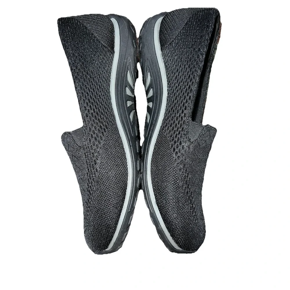 Skechers Air-Cooled Memory Foam Black Slip-On Women's Walking Shoes 10 EW